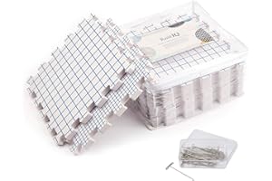 KnitIQ Double-Sided Blocking Mats for Knitting & Crochet Projects - Extra Thick Blocking Boards for Crochet with Gridlines - Inches and Centimeters - 100 T Pins and Storage Bag - Pack of 9