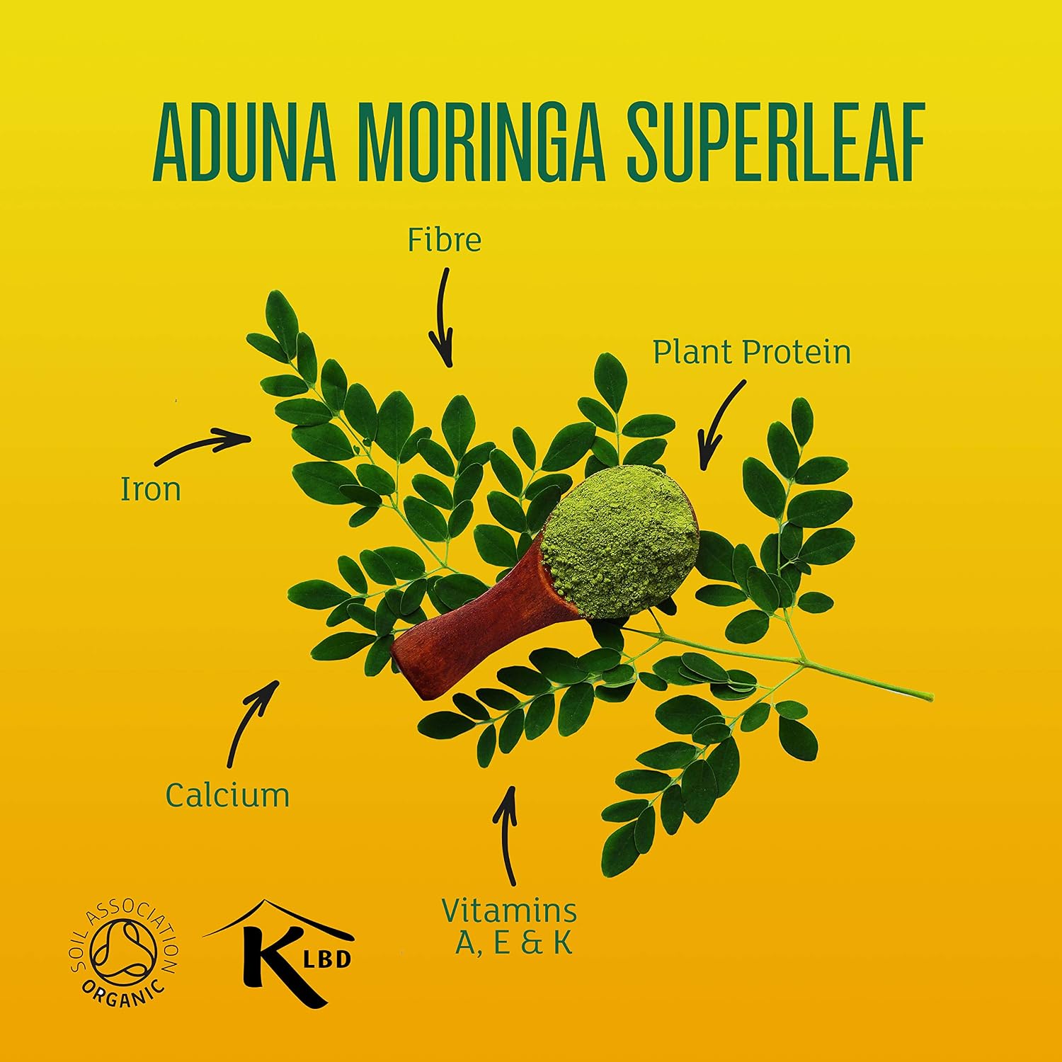 Aduna Organic Moringa Powder - 275g Resealable Pack. 100% Pure Organic Moringa Leaf Powder - Image 3