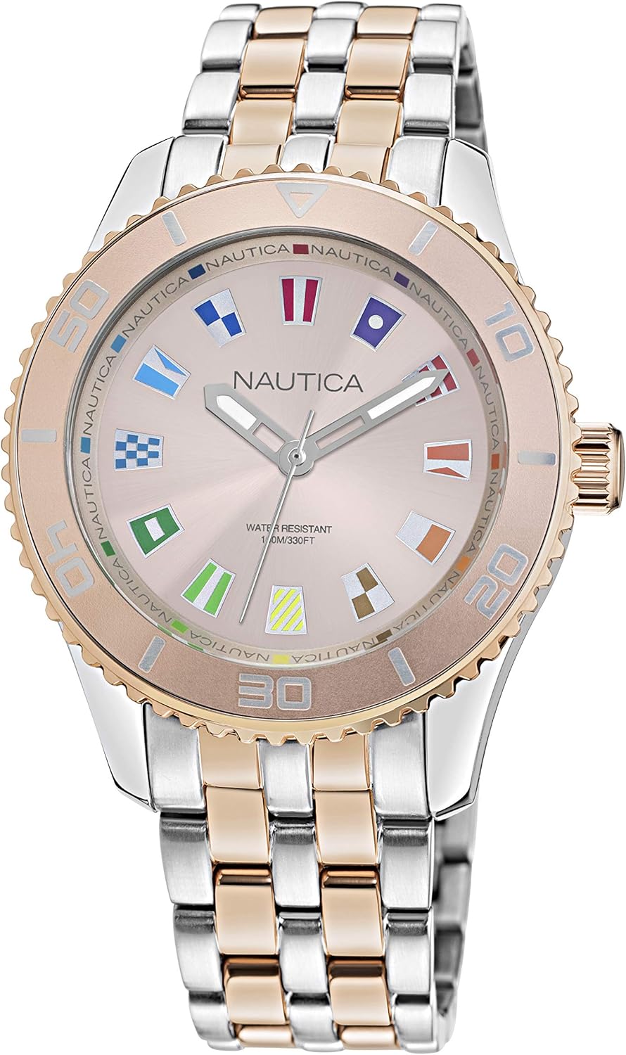 Nautica Women's Quartz Stainless Steel Strap, Rose Gold, 18