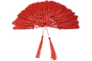 VAPKER 100 Pieces Red Tassels 13cm/5-Inch Silky Handmade Soft Tassels Floss Bookmark Tassels with 2-Inch Cord Loop for Jewelry Making, DIY Projects, Bookmarks