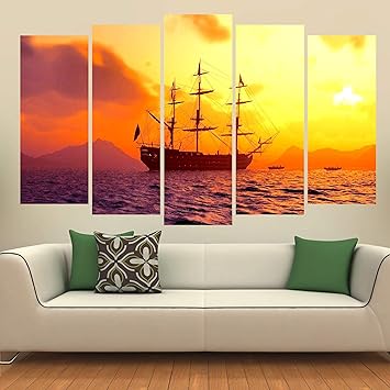 Kyara Arts Big Size Multiple Frames Beautiful Sunrise View Wall Painting For Living Room Bedroom Office Hotels Drawing Room Wooden Framed Digital Painting 50inchx30inch Amazon In Home Kitchen