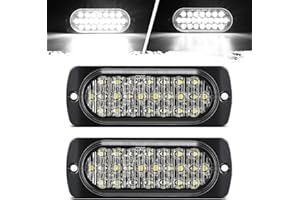 Partsam 2Pcs 4.4" White 24 LED Trailer Side Marker Clearance Lights, Aluminum Housing Surface Mount Reverse/Backup/Running Lights for Motorcycle Trailer Truck Tractor RV, IP67 Waterproof
