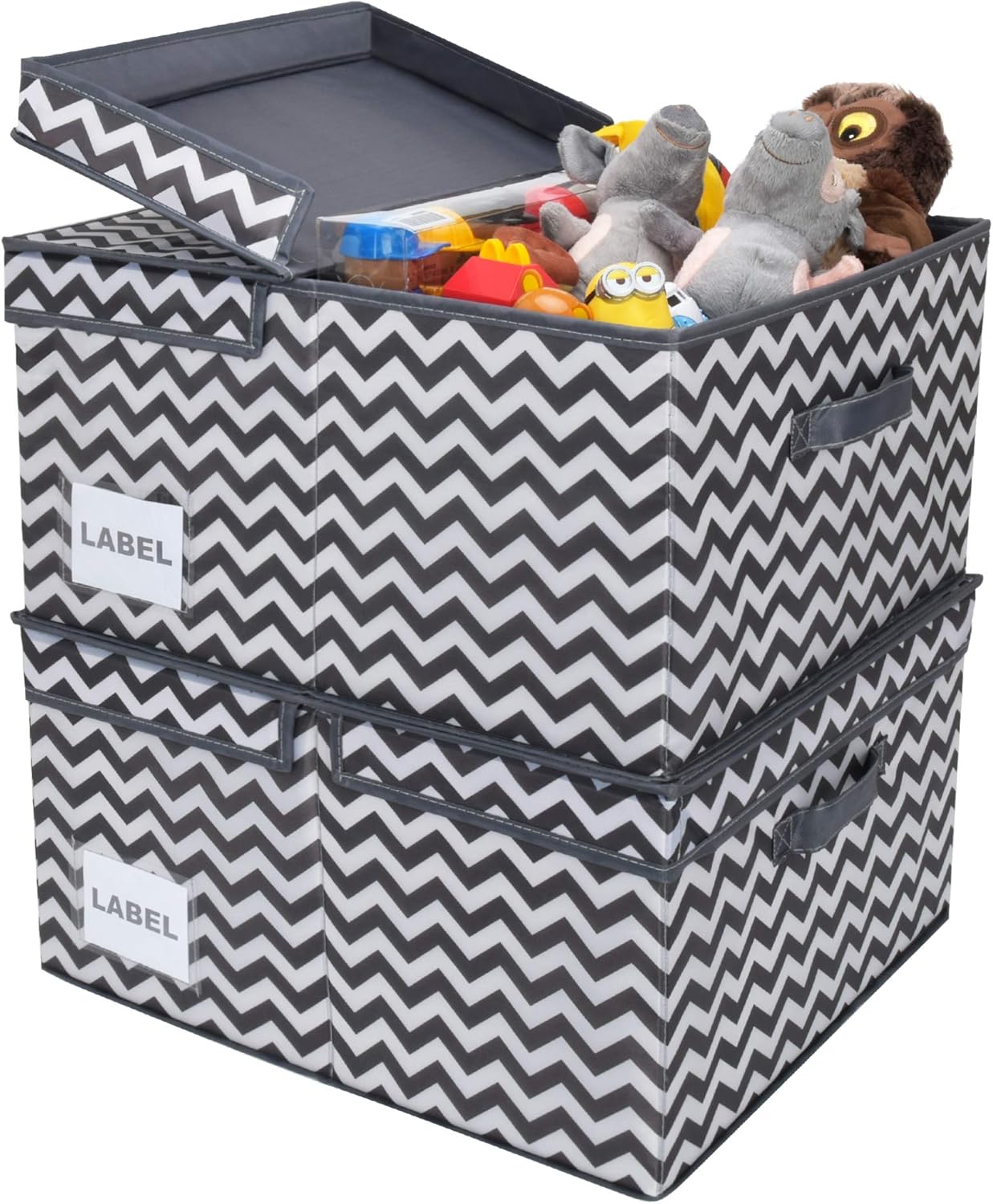 amazon storage baskets on Amazon Com Granny Says Fabric Storage Bins With Lids Large Storage Box With Double Open Lid Storage Closet Organizer Baskets Dark Gray And White Jumbo 2 Pack Home Kitchen