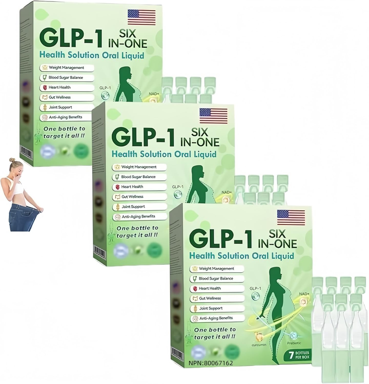 GLP-1 6-in-One Health Solution Oral Liquid,6-in-One Oral Liquid for Women and Men,Drops, Advanced（3Box)