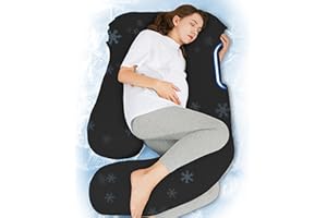 HIPHOP PANDA U-Shaped Pregnancy Pillow for Sleeping - Full Body Maternity Support Pillow with Cooling Removable Cover - Comfort for Back, HIPS, Legs, Belly - 57 Inch for Pregnant Women, Black