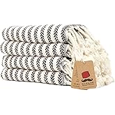 Bazaar Anatolia Hand Towels - Set of 4 | 39" x 19" - Striped Turkish Hand Towel for Bathroom, 100% Cotton, Kitchen, Face, Hair, Tea, Dishcloth, Striped Towels - Arpa Black