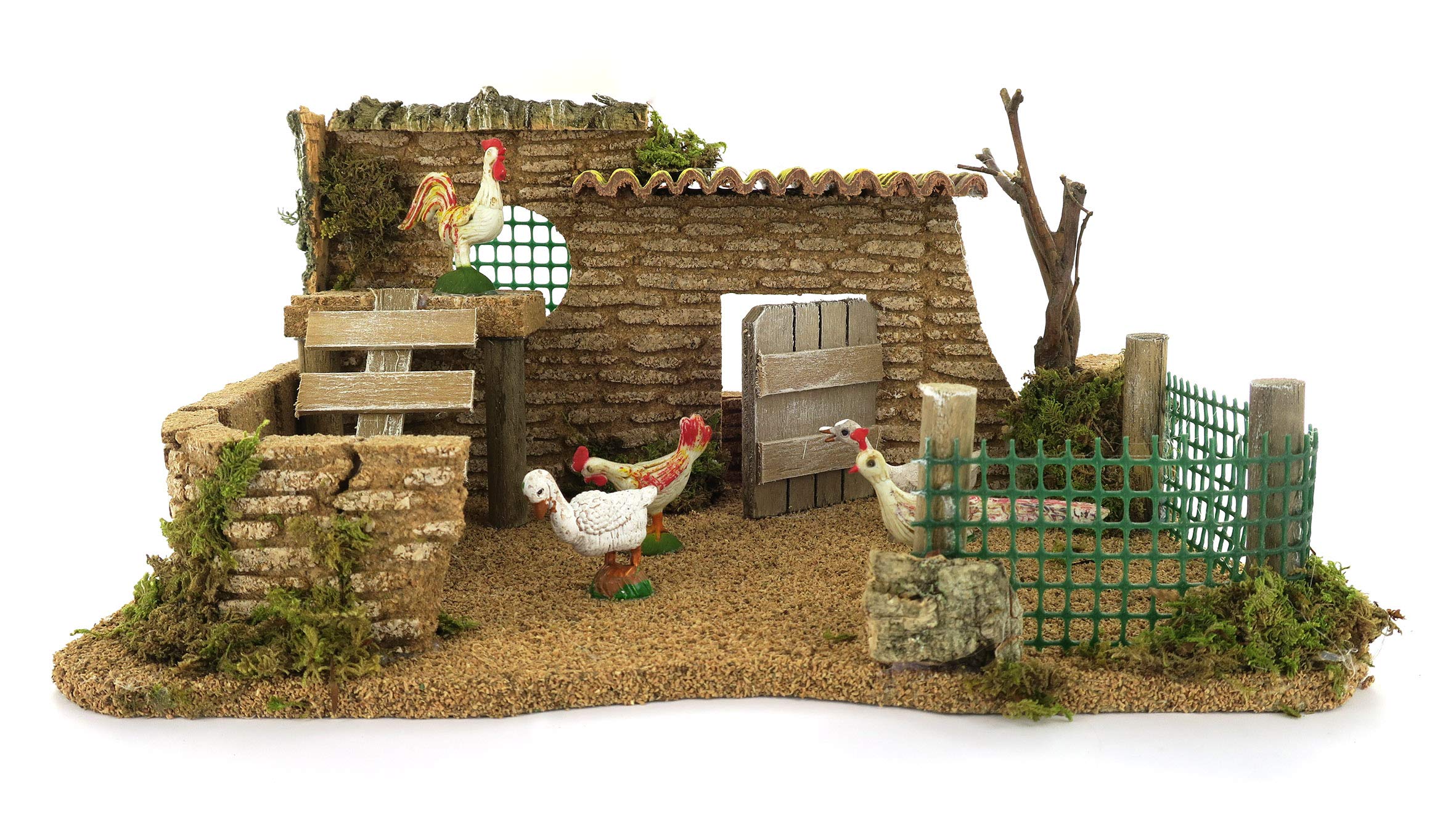 Bertoni Wooden Henhouse with Chickens, Wood, Multi-Colour, One Size