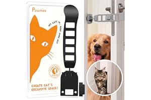 Pawmee Metal Cat Door Prop, Door Prop for Cats, Easy Install, Most Durable & Foldable, 【5 Adjustable Sizes】 Keep Interior Door Cracked Open for Cat - Dog Proof Cat Feeding Station, No Wall Damage