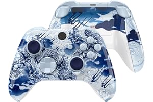 eXtremeRate Full Set Shell Buttons for Xbox Series X & S Controller, Porcelain Dragon Custom Replacement Side Rails Grips Fro