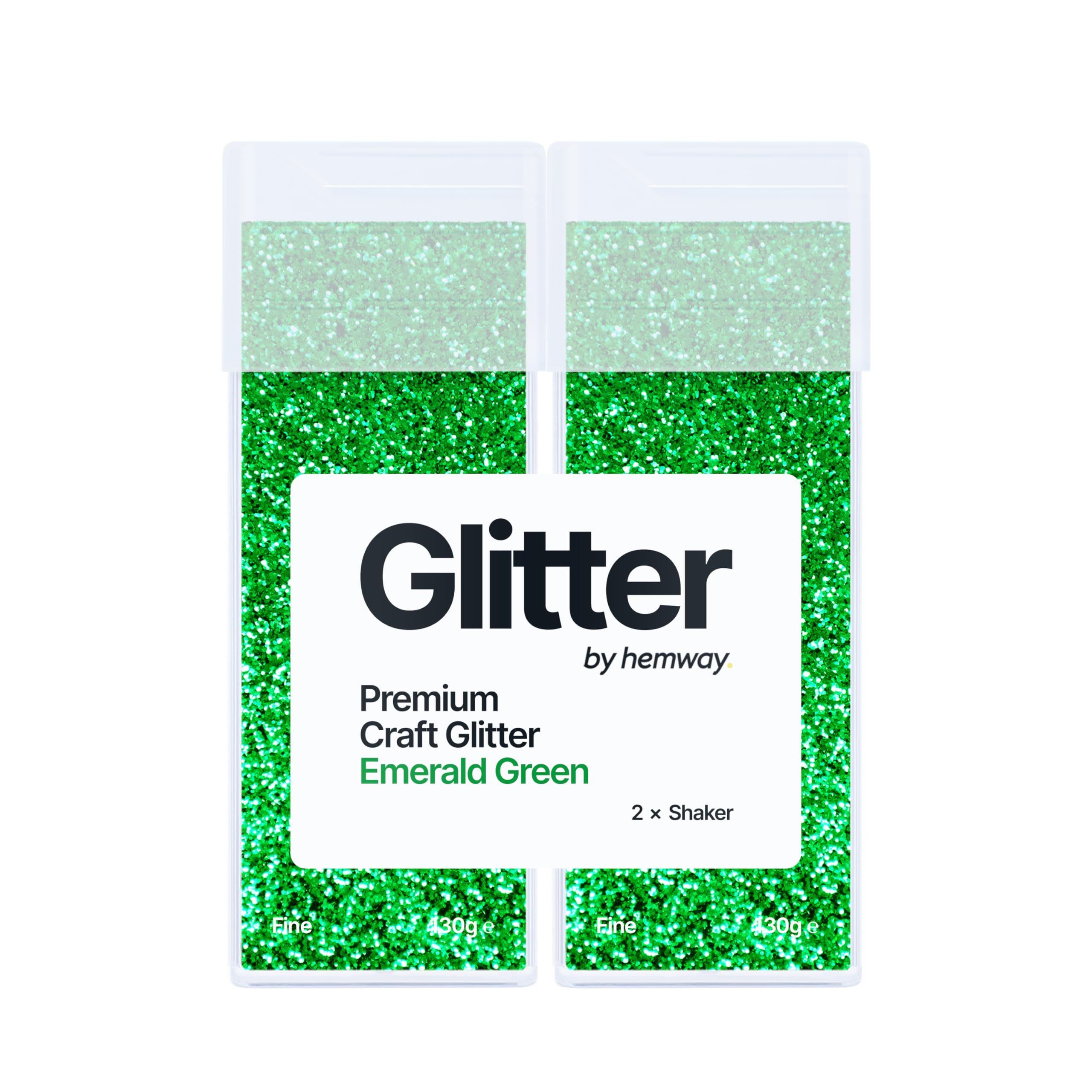 Hemway Glitter Shaker Emerald Green 130g x2 Pack Fine, Craft Glitter Shakers for Resin & Epoxy Crafts, Christmas Art Supplies, Nail, Body, Face, Eye, Festival, Crafting, Slime, Sparkle