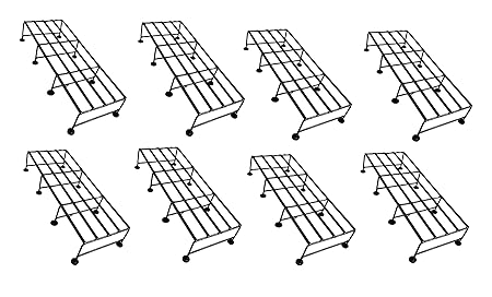 ORCHID ENGINEERS Iron Indoor/Outdoor Flower Pot/Plant Stand for Home Garden Balcony Living Room Decor (Black-Set of 8)