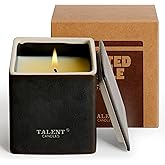 Candles for Home Scented, Modern Rustic Ceramic Candle Jar, Soy Candles Non Toxic in Elegant Ceramic Jar, Dark Leather & Oud