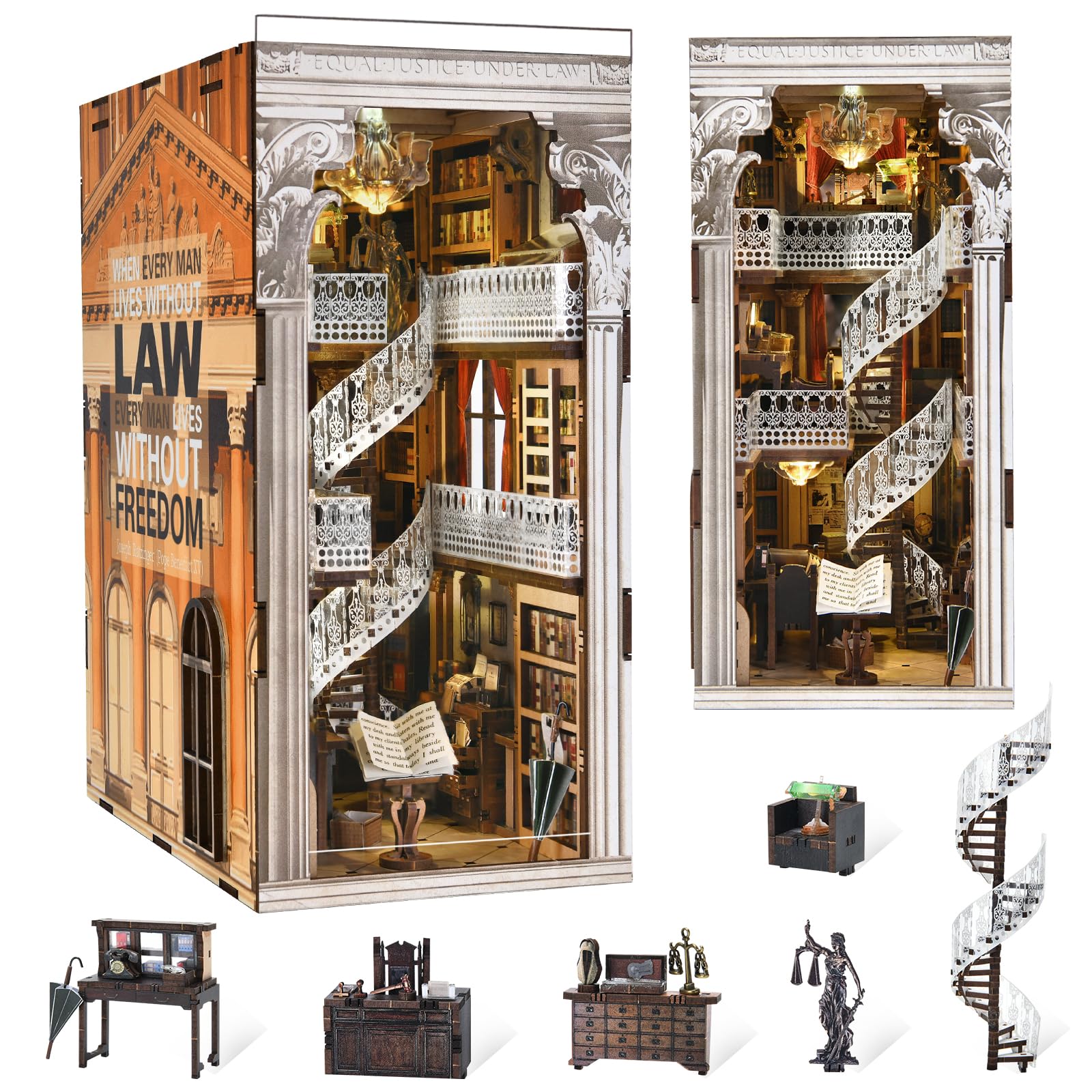 MiniCity Book Nook Kit, 3D Miniature Dollhouse Book nook Kit with LED Light for Teens and Adults — image 1
