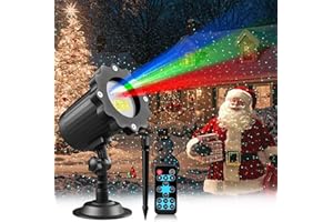 Laser Christmas Projector Lights Outdoor, 3 Color Laser Light Projector, Firefly Lights Show with RF Remote, Waterproof, Indo