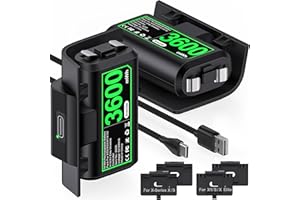 DXKK Rechargeable Battery Pack for Xbox One/Elite, 2X3600mWh(1500mAh) Controller Battery Pack for Xbox Series X/S & Controller Cover & USB-C Cable