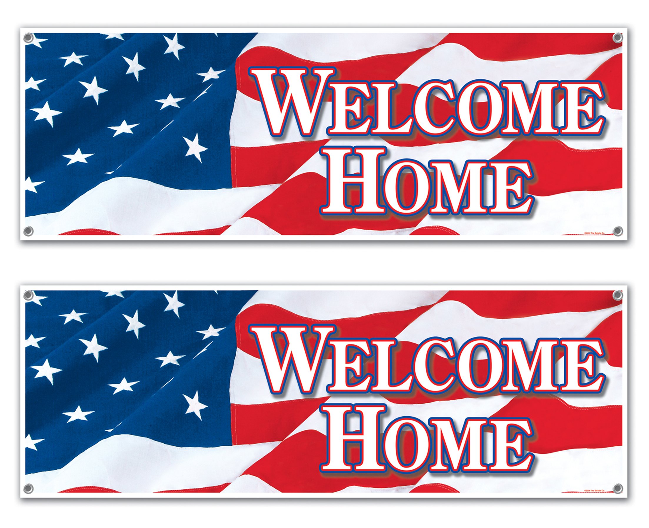 Beistle S57722AZ2 Welcome Home Sign Banners, 2 Piece, Plastic, Red/White/Blue