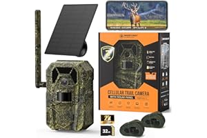 MagicEagle® Trail Camera 4G Cellular Trail Cameras 2K Audible Video 0.3s Trigger No-Glow IR Night Vision IP66 Hunting Essentials with 32GB Memory Card 13,000 mAh Battery Solar Panel Anti-Theft Tech