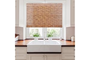 FOREVER BAMBOO Backyard X-Scapes 20-BLC4 Light-Filtering Cord-Free Bamboo Reed Roll-Up Blind Shades for Windows, 48 in W x 72 in H, Cocoa