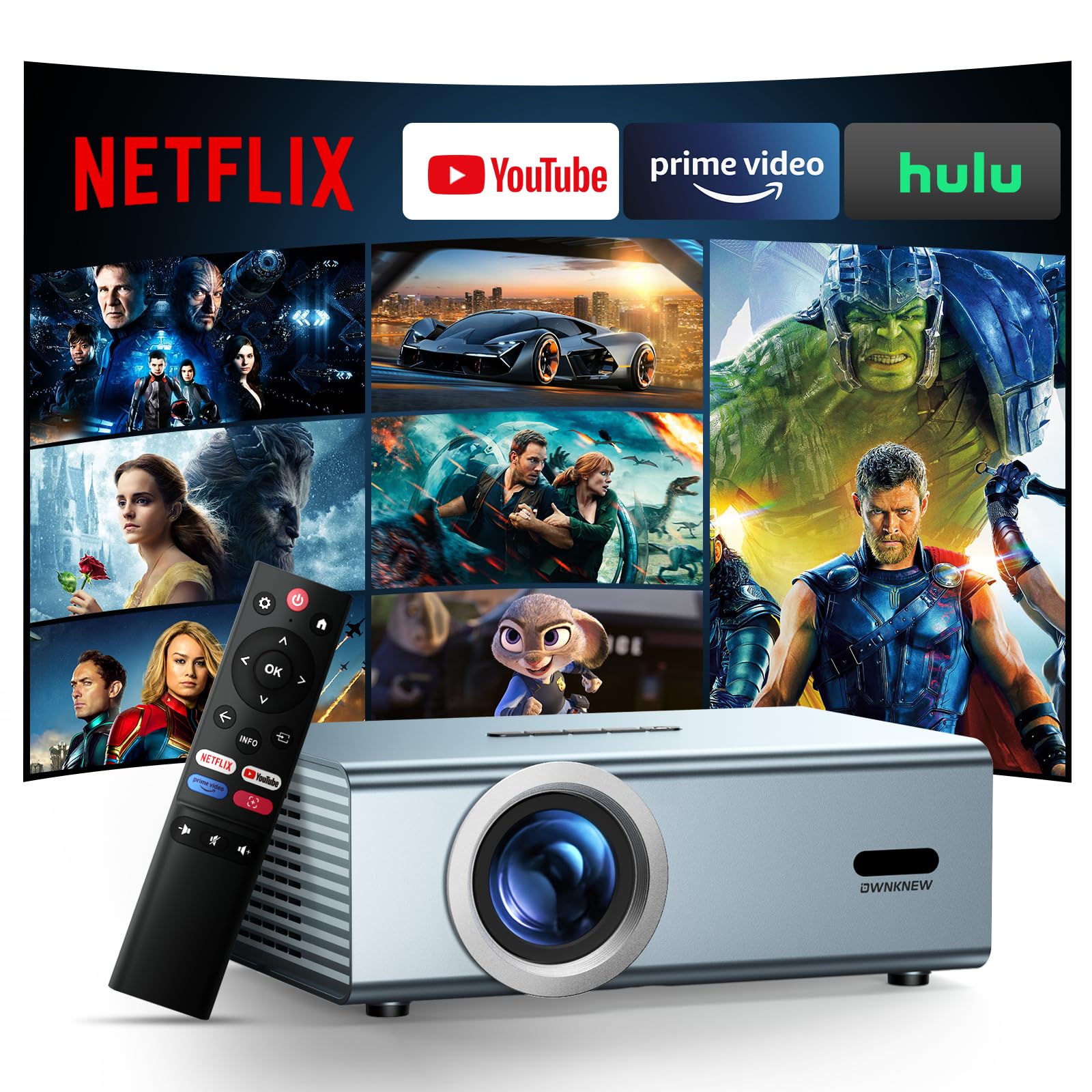 Photo 1 of [Compatible with Netflix & Dolby Audio] Smart Projector with WiFi6 and Bluetooth5.3, Electric Focus & Auto Keystone 4K Support, High Brightness Movie Projectors, Native 1080P Proyector Built-in Apps