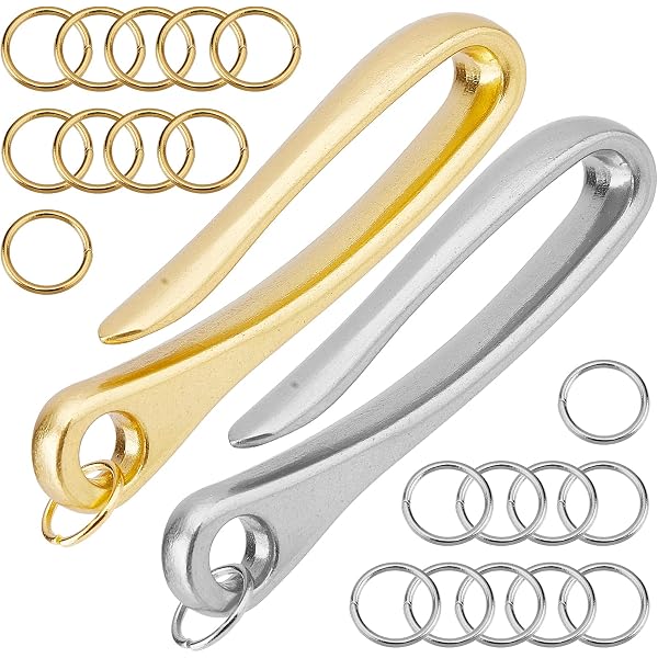 PATIKIL U-Shape Hook Keychain - Solid Brass, Silver Plated, Belt Clip For Keys & Accessories - View #8