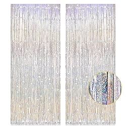 2 Pack 3.2ft x 8.2ft Silver Metallic Tinsel Foil