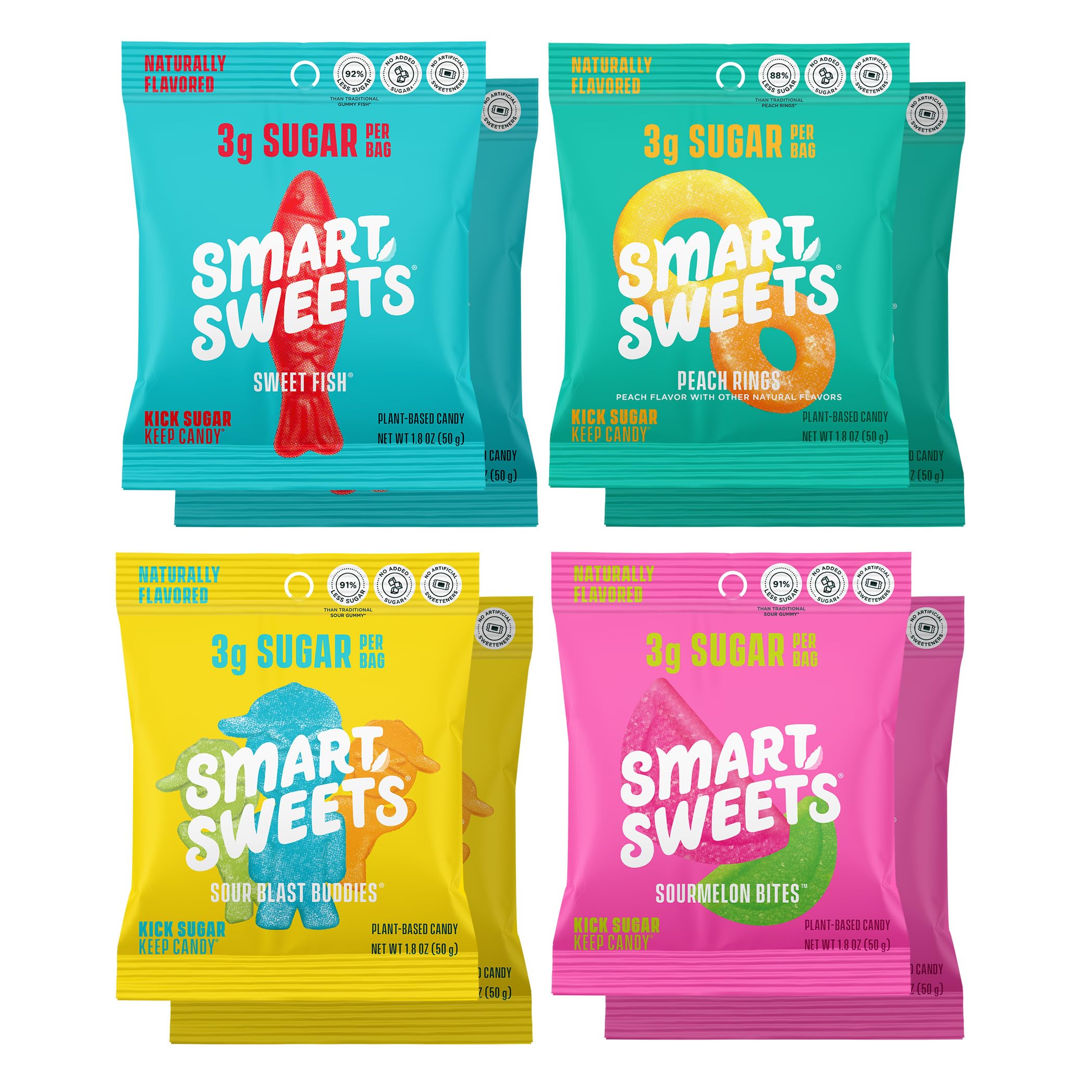 Mua SmartSweets Variety Pack, Gluten Free Gummies, Plant Based Snacks for  Adults & Kids, Chewy Candy, Low Sugar, Includes Sweet Fish, Sourmelon  Bites, Peach Rings & Sour Blast Buddies, 50g Bags, 8