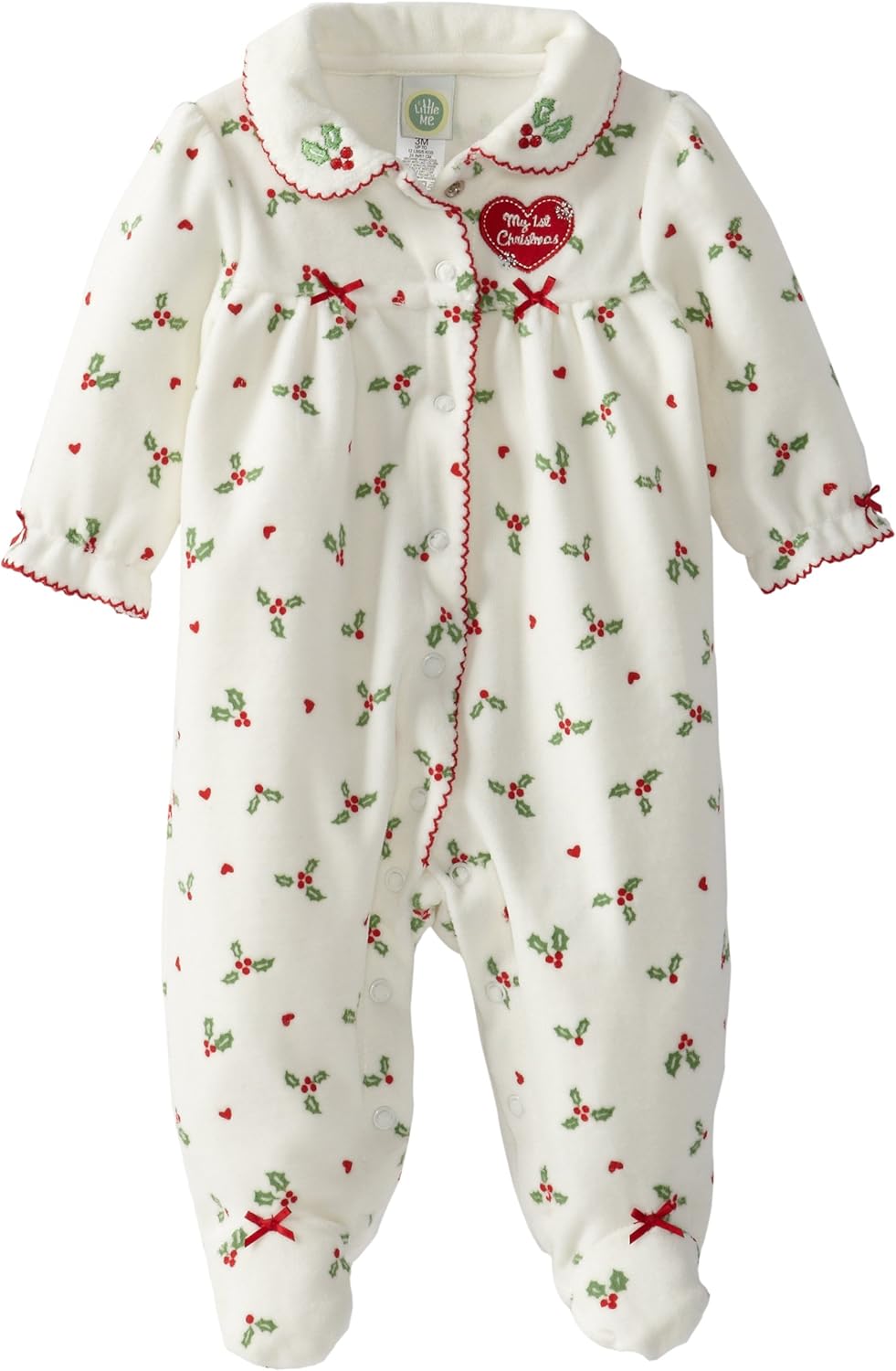 Little Me Baby Girls Holiday Velour Footie Infant And