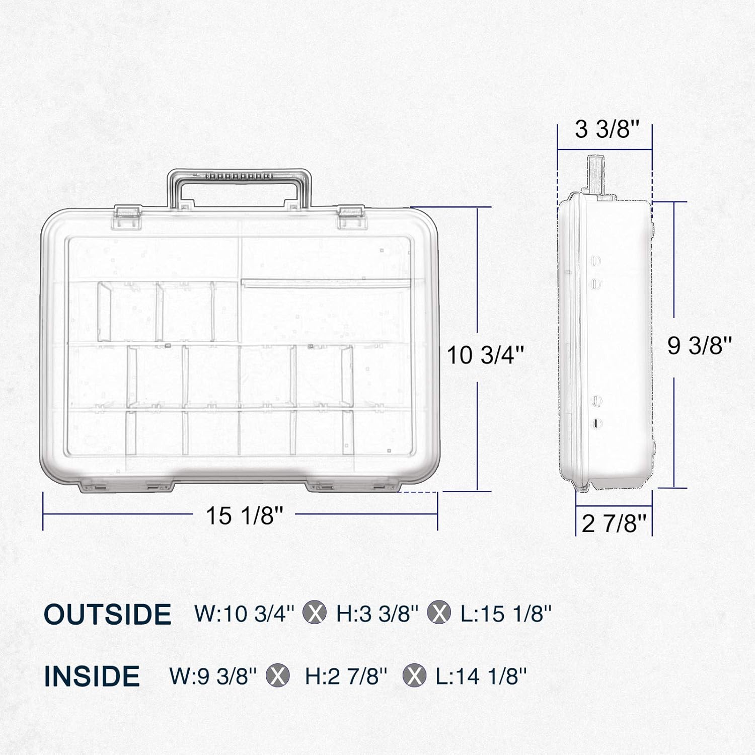 Goture Plastic Storage Organizer Box, Portable Bait Storage Adjustable Divider Removable Compartment with Handle, Tackle Tray for Fishing Storage : Sports & Outdoors