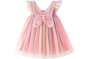 Miipat Baby Girls Tulle Dress Sleeveless Floral Butterfly Tutu Dress Toddler Girls Birthday Party Princess Dresses