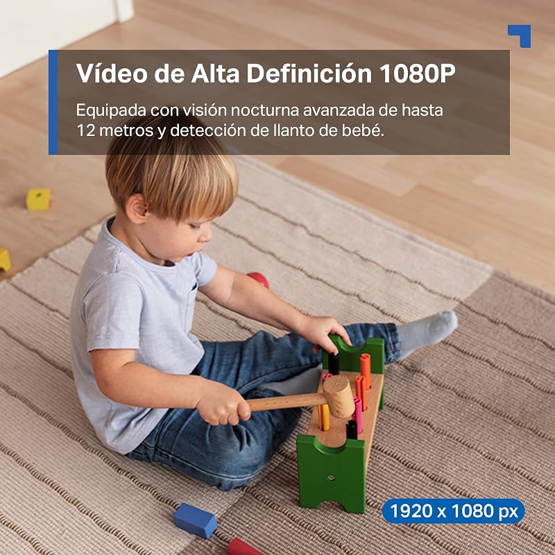 Tapo c201 - câmera wifi interna fhd, câmera de vídeo de vigilância, visão noturna, visão 360°, áudio bidirecional, detecção de movimento e notificações, alarme acústico e luminoso integrado,