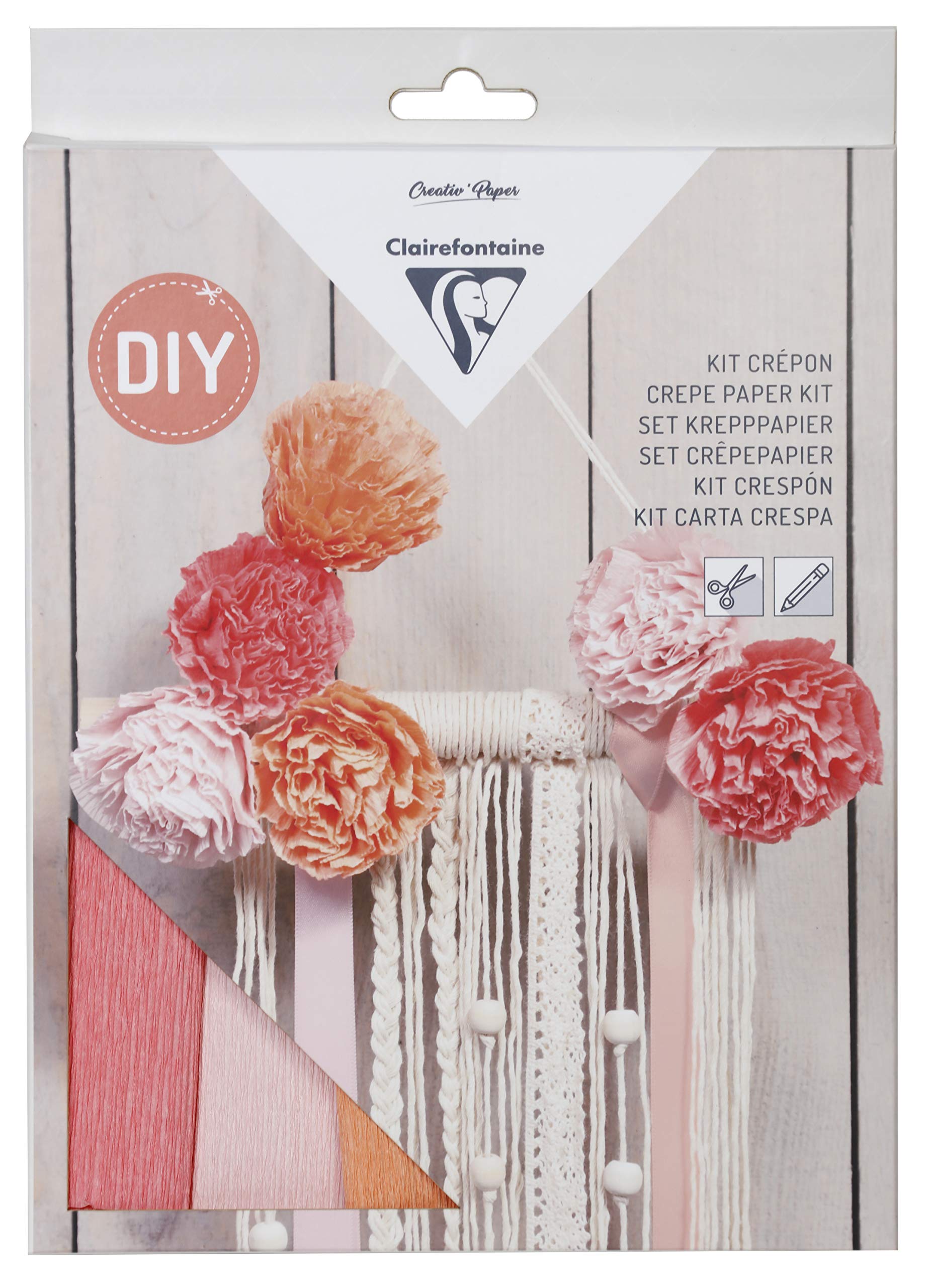 Clairefontaine 97706C Kit Crepe Florist DIY Macramé Mural Flowers Papier Crepe Wall Decoration Step by Step Included Creative leisure, Arts & Crafts
