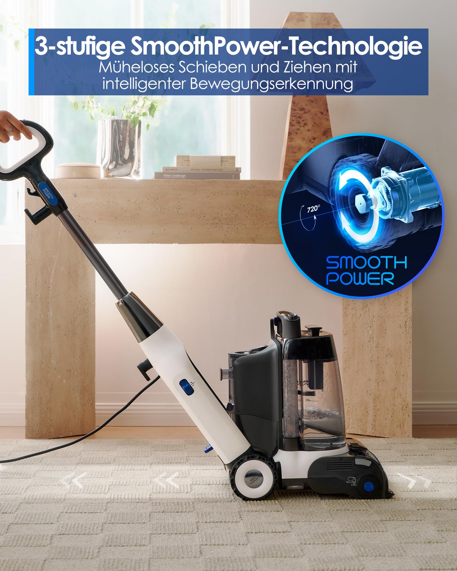 Tineco CARPET ONE Cruiser Teppichreiniger Nasssauger, Smartes Polsterreiniger Waschsauger mit 3-Stufen SmoothPower, DualCore Trocknung, FlashDry Selbstreinigung, iLoop Sensor 2