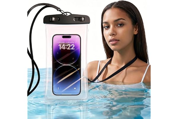 IPX8 Waterproof Phone Pouch, Underwater Phone Case with Lanyard, Water Proof Phone Bag for Snorkeling, Universal Outdoor Phone Protector Pouch for iPhone, Samsung, and More, Fits Up to 8.9”, Black