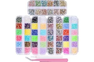 Kikonoke 5 Boxes Nail Art Rhinestones Half Pearls Kit 3D Flatback Jelly Crystal Gems Diamantes Design for Crafts Face Clothes Clothes Glass Decorations DIY (60 Colors 2mm)