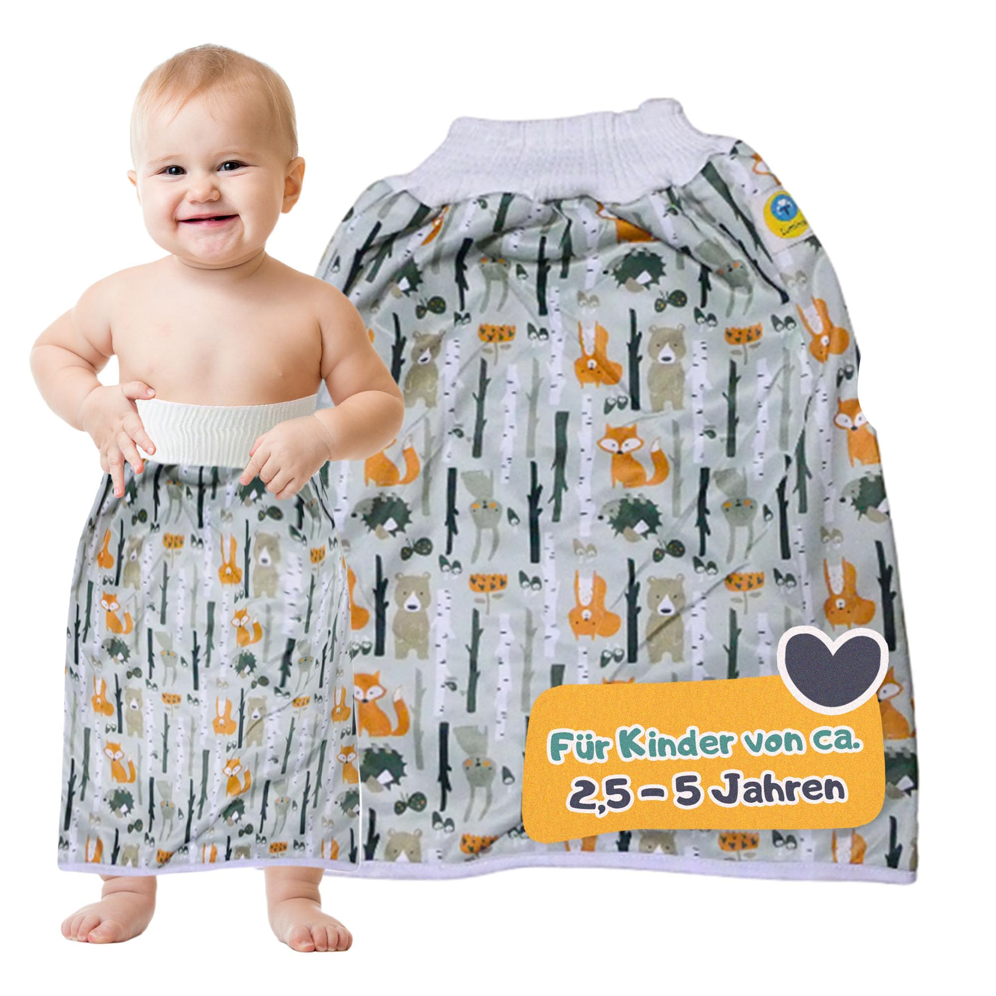 Lumina Windelrock Forrest Animals – Stilvoller Auslaufschutz für Babys & Kinder ab 2,5 bis 5 Jahren – Trainingshose & Überhose in der Nacht – Saugfähige Windelhose atmungsaktiv & waschbar, Größe 2