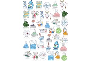 ECATION 40 Pcs Science Enamel Pins for Badge Science Brooch Bulk Cute Kawaii Cartoon Scientist Pin Lapel Laboratory Chemistry Pin Back to School for Teacher Lab Week Gifts Backpacks Kids Adults Caps Bags