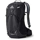 Gregory Miko 20L Day Hiking Backpack, One Size Fits All, Optic Black | Breathable comfort, Independent zippered pocket with SpeedClip hydration hanger, Front durable stretch mesh stuff pocket