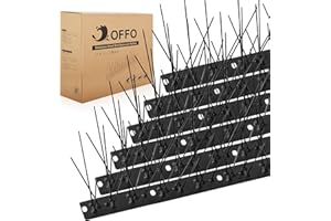 OFFO Black Bird Spikes Pre-Assembled for Pigeons Birds, Cover 48.7 Feet Durable Bird Spikes with Stainless Steel for Fence Roof Mailbox Window
