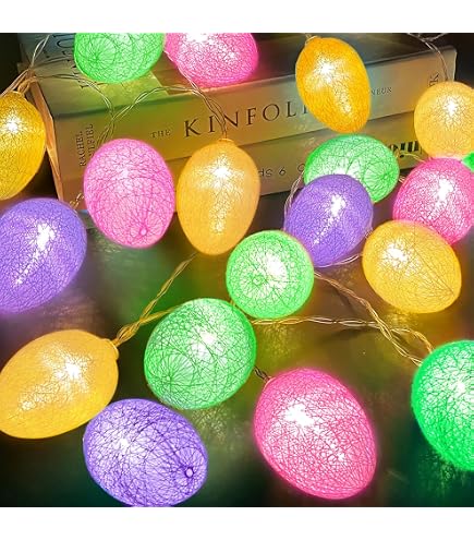 30LED Easter String Lights – 10Ft Battery Powered Pastel Color Lights, Clear Wire, Perfect For Indoor & Outdoor Easter Decor, Spring Parties, Mantels & Wreaths