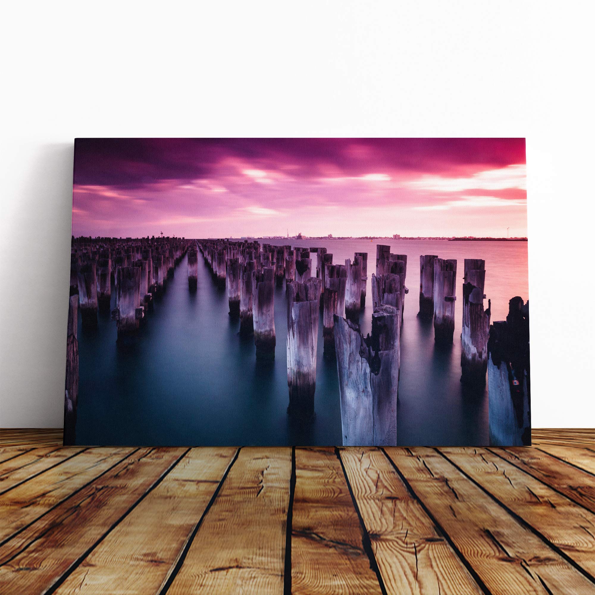 Seascape Princes Pier Melbourne Australia Canvas Print | Gallery Wrapped 30mm Frame Wall Art | 20x14 inches | Ready to Hang | Modern Seascape Picture | Living Room Bedroom Lounge Office