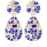 ATIMIGO Rhinestone Teardrop Dangle Earrings Trendy Crystal Drop Statement Earrings hypoallergenic Chandelier Fashion Earrings for Women