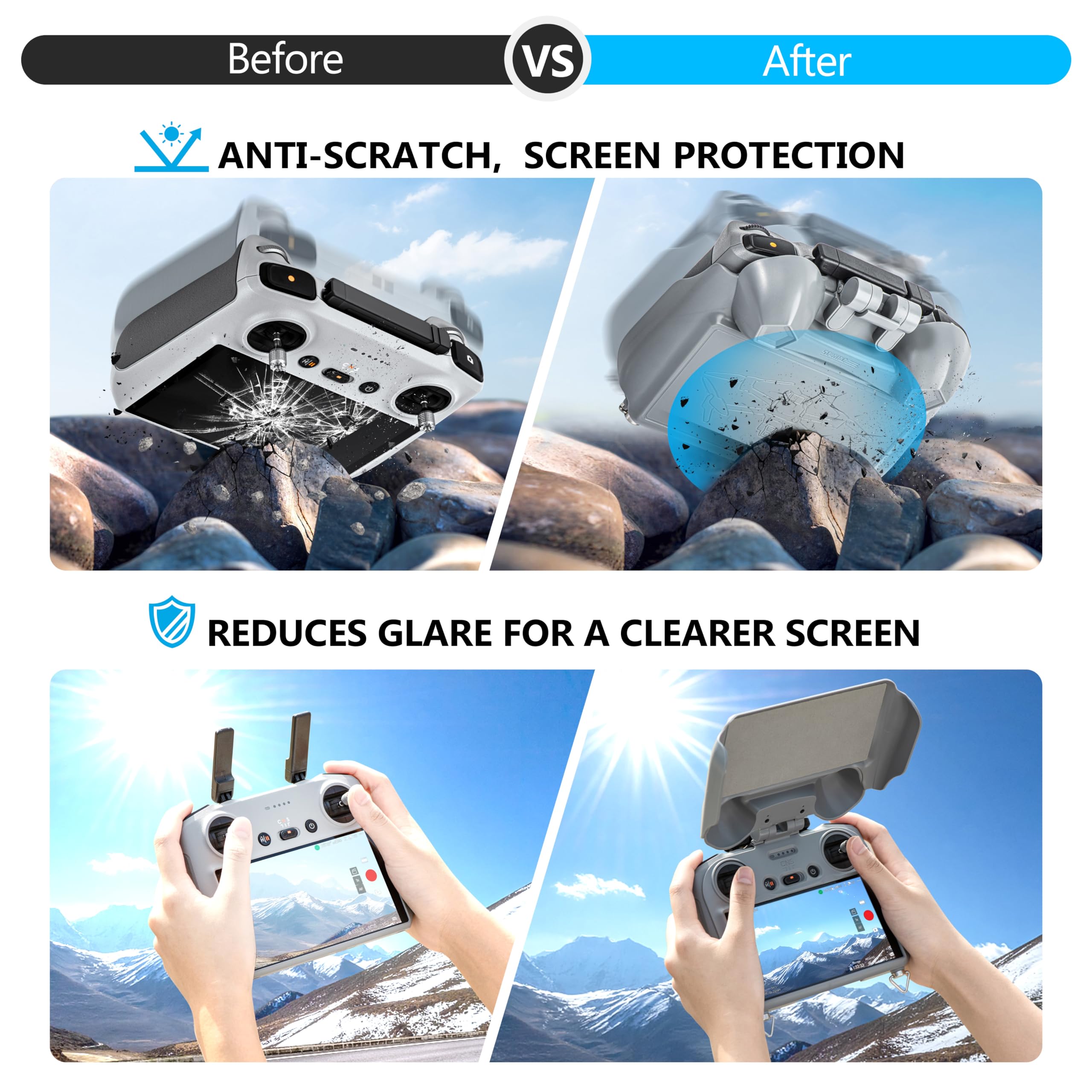 Mini 5 Pro Sonnenhaube Für DJI RC 2 Controller,3-IN-1 Sonnenschirm Joysticks Bildschirmschutz Für Dji Mini 5/4 Pro Zubehör,Anti-Scratch Soft Microfaser Futter Abdeckung (nur Für DJI RC 2) 2