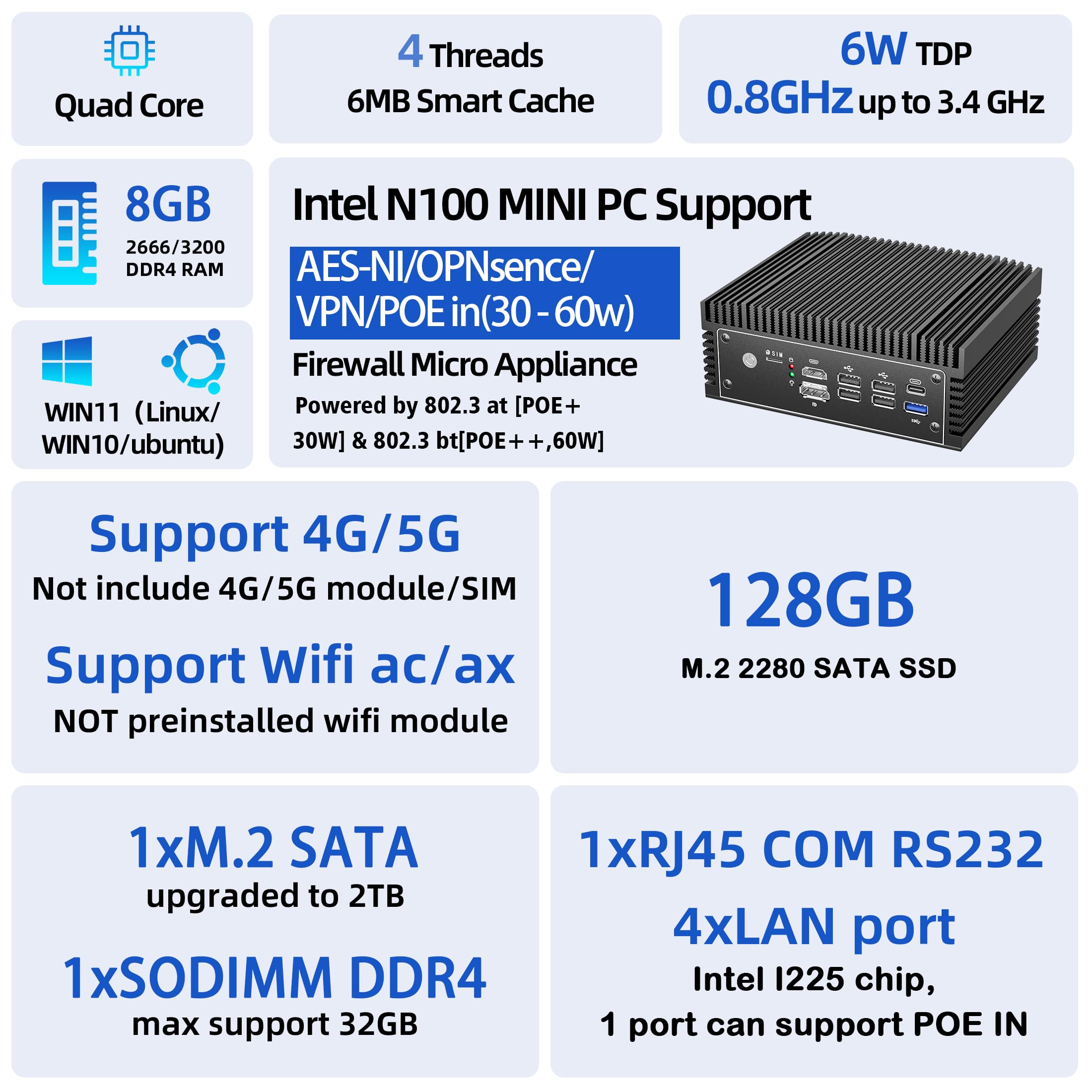 Mua Mini Desktop Computer, Industrial Fanless Mini PC Computers 