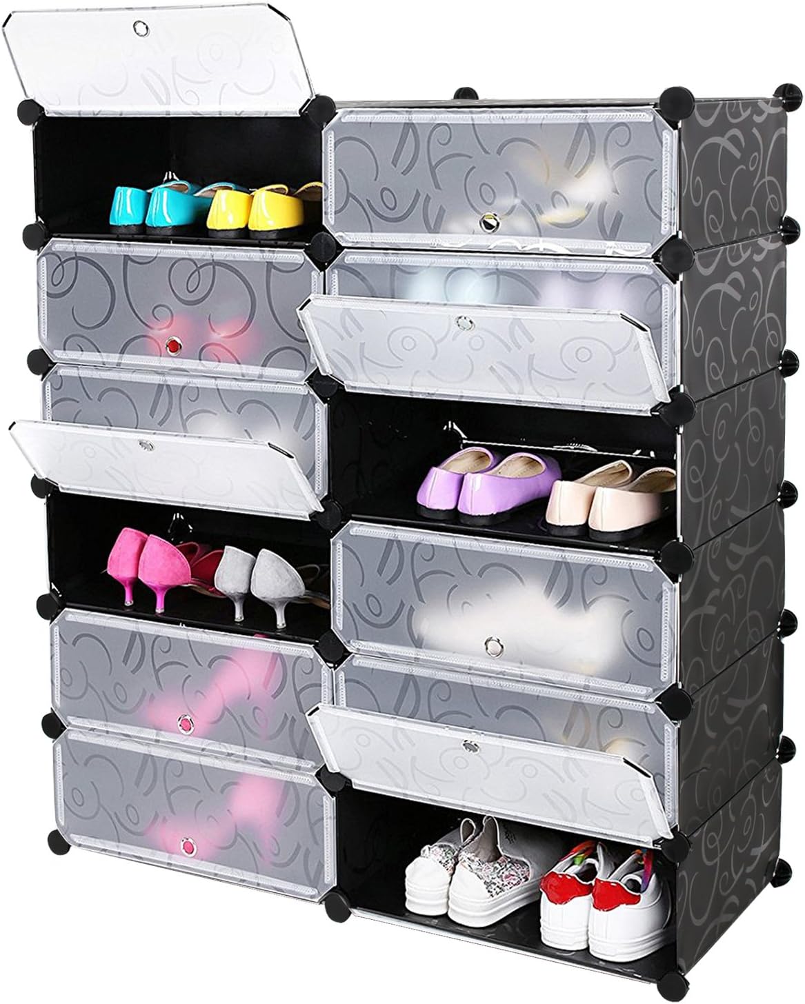 cube shoe storage on Shoe Rack Shelves For Shoes Slippers Meerveil Portable Shoe Storage Organizer Racks Plastic Cube Shoe Cabinet Shelving For Space Saving 2 6 Tier Home Garden Store Home Kitchen