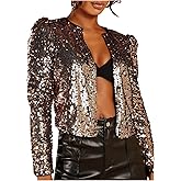 SweatyRocks Women's Sequin Jackets 2025 Fall Glitter Shiny Party Sparkly Bomber Jacket
