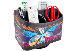 Arniche PU Leather Remote Control Holder,360 Degree Spinning Desk TV Remote Caddy,Desk Organizers and Accessories,for Control