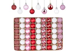 LEMONFILTER 54 PCS Mini Christmas Ball Ornaments - 1.2 Inch Xmas Colorful Shatterproof Plastic Decorative Hanging Balls, Cute Tiny Christmas Ornaments for Small Tree