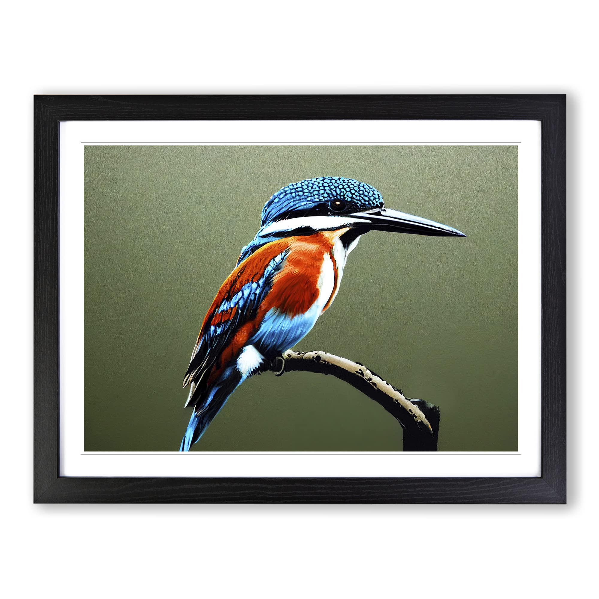 Irresistible Kingfisher Bird Framed Print | A4 Black Framed Wall Art | Ready to Hang | Modern Nature Picture | Living Room Bedroom Lounge Office
