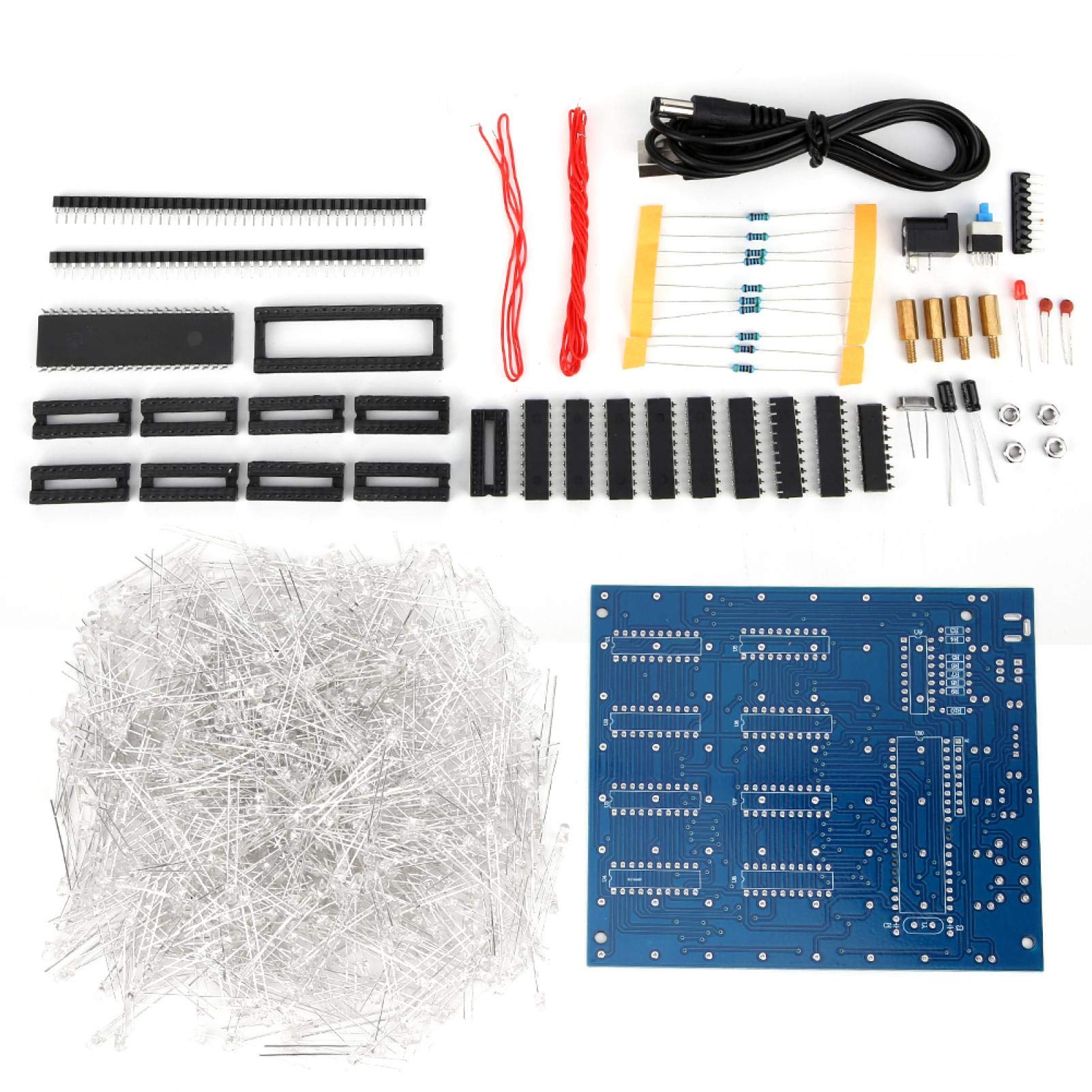 8x8x8 3D Led Cube Diy Kit Luminous Cube Programmable LED Spectrum Kit for Handmade Electronics Fans