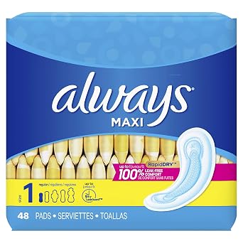 Always Maxi Unscented Pads Without Wings, Regular, 48 Count (885781239524)